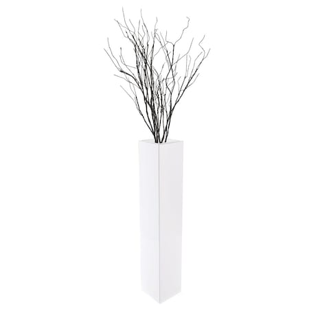 Uniquewise Tall Rectangular Wooden Modern Floor Vase, White 30 Inch QI004184.S